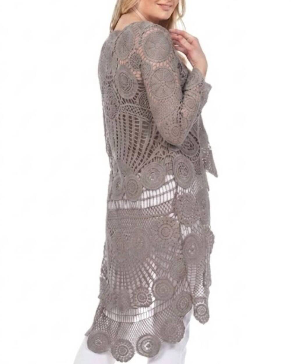 NEW AZI beth crochet hi-low tunic top in charcoal